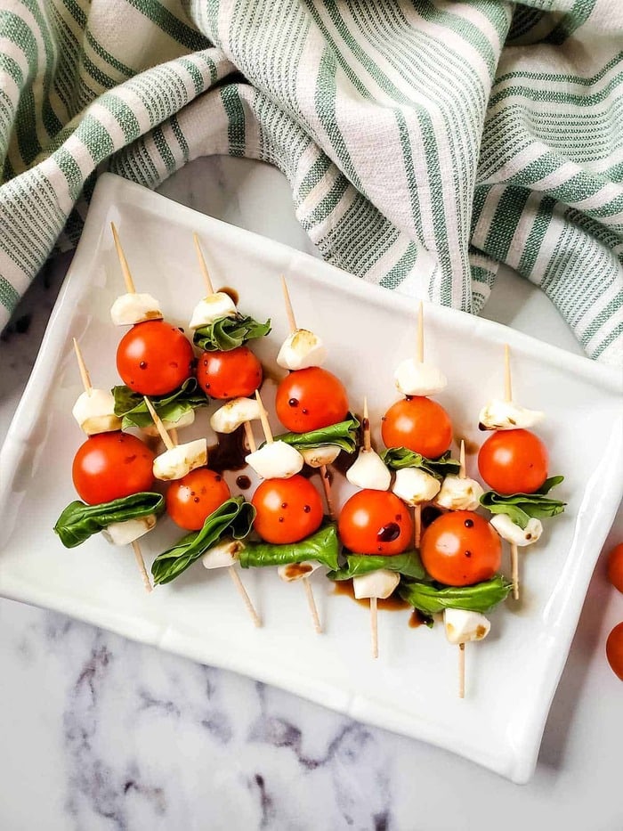 beach snack ideas - caprese skewers