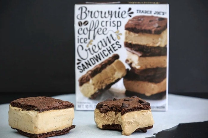 best trader joe's ice cream frozen treats - brownie crisp coffee sandwiches