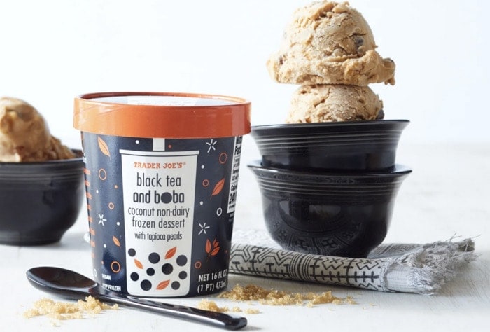 best trader joe's ice cream frozen treats -black tea and boba non-dairy