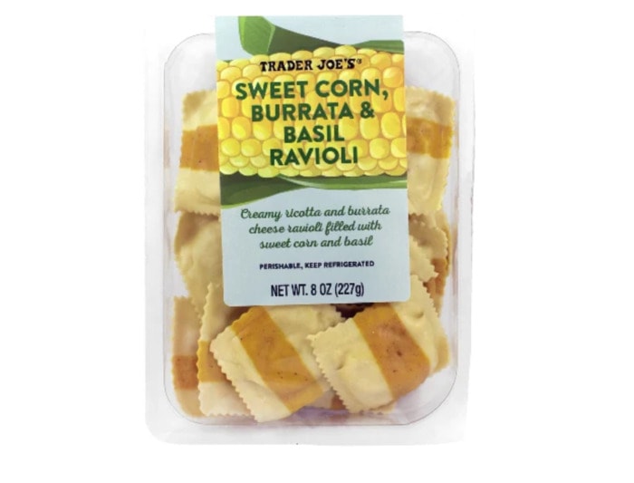 best trader joes summer products -sweet corn burrata basil ravioli