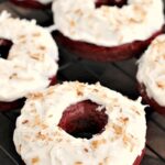 coconut recipes - Toasted Coconut Red Velvet Donuts