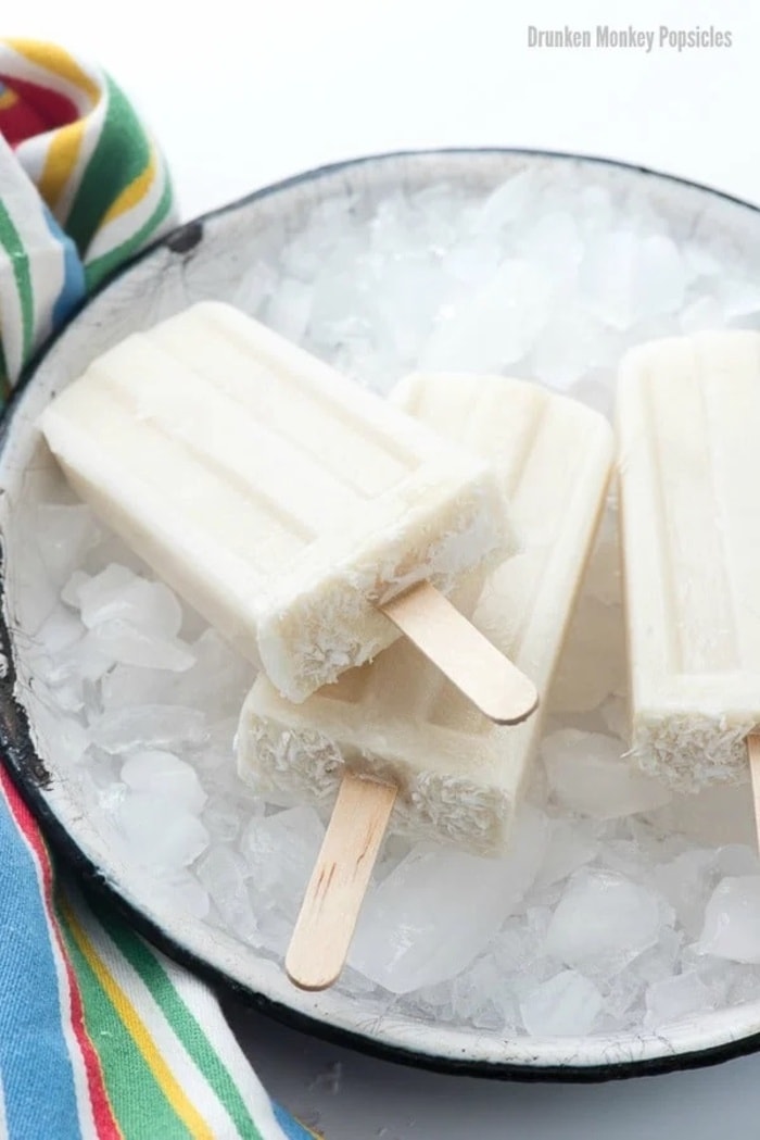 coconut recipes - Drunken Monkey Coconut Banana Popsicles