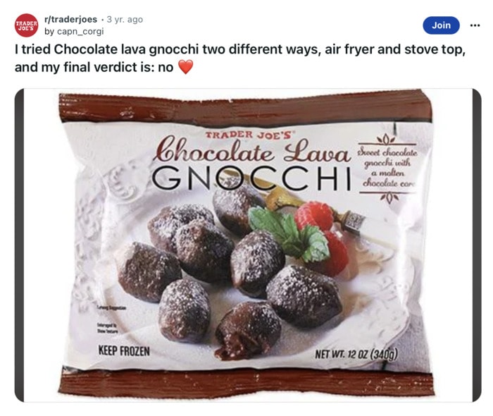 the worst foods at trader joes - chocolate lava gnocchi