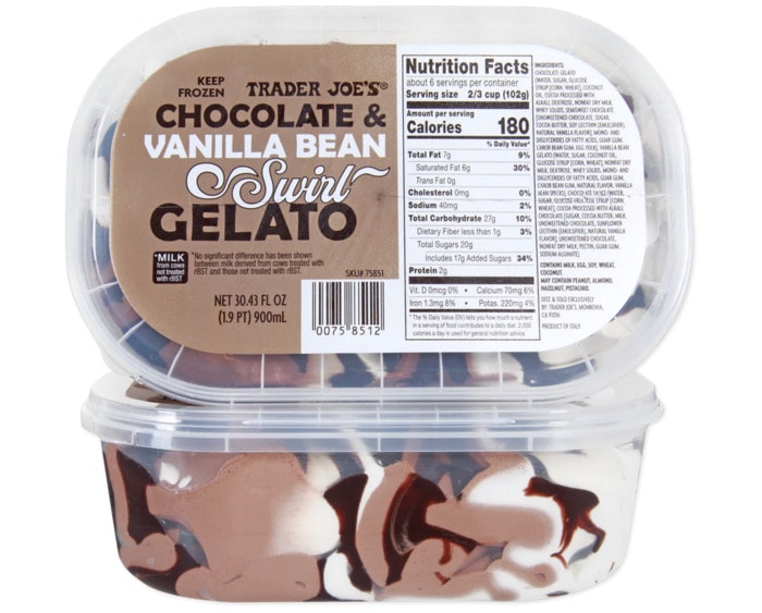 august trader joe's - vanilla bean chocolate swirl gelato