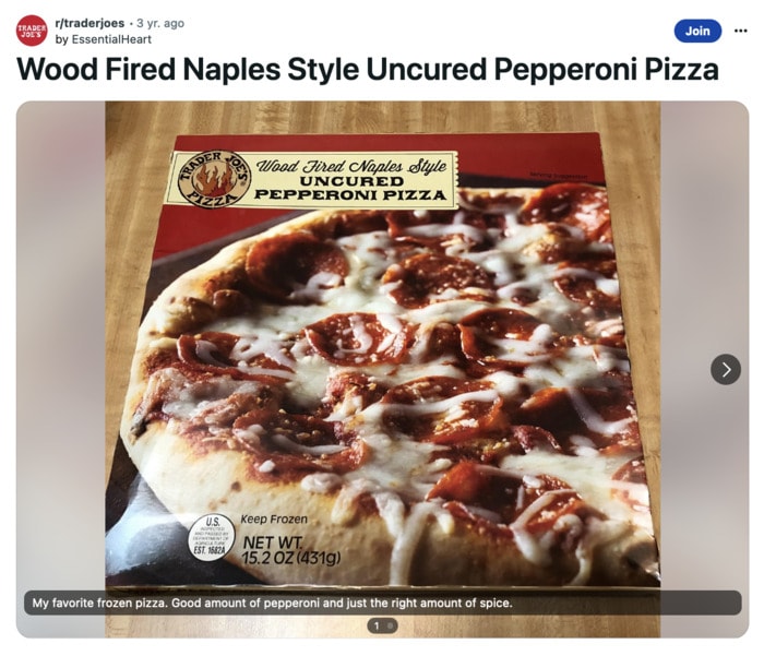 best trader joes pizzas ranked - wood fired uncured pepperoni pizza