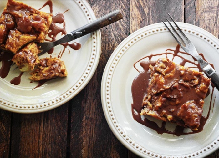 easy pumpkin desserts - Pumpkin Bread Pudding With Nutella Glaze