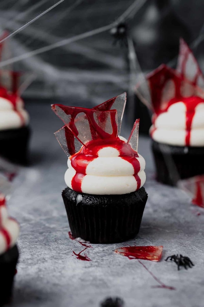 Halloween Cupcake Ideas - Bloody Broken Glass Cupcakes