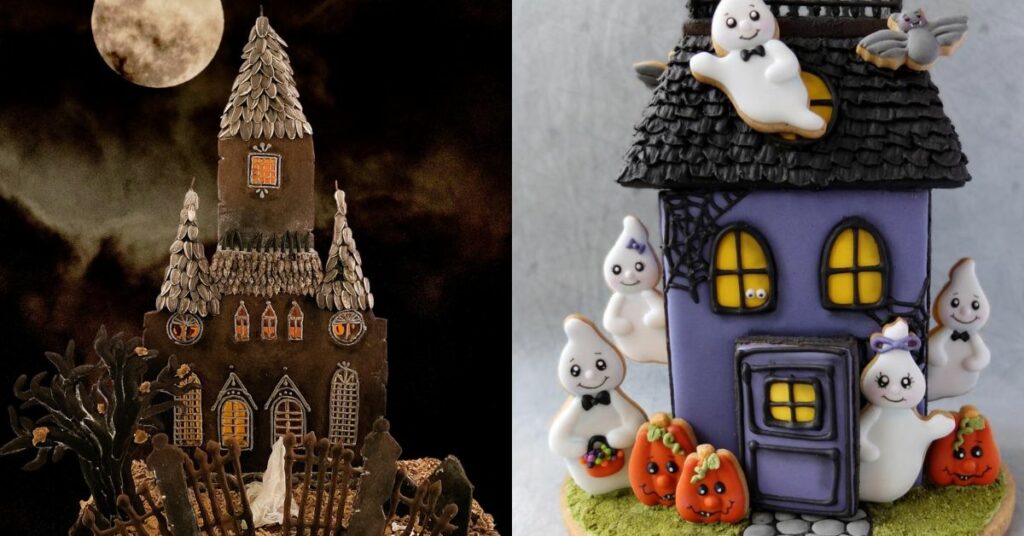 halloween gingerbread houses