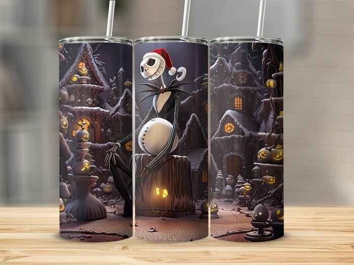 Nightmare Before Christmas Starbucks Cups - 3D 20oz Skinny Tumbler Featuring Jack