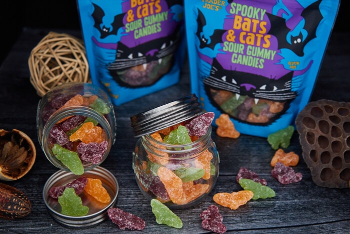 Trader Joe's Halloween 2023 - Spooky Bats and Cats Sour Gummy Candies