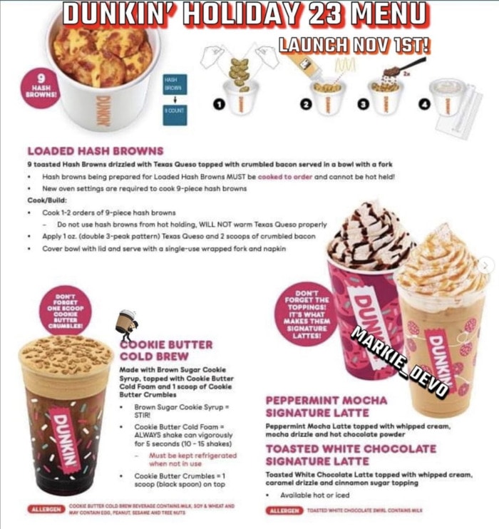 Dunkin Holiday Menu 2023