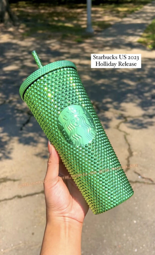 Starbucks Holiday Cups 2023 - Bling Metallic Green Cold Cup