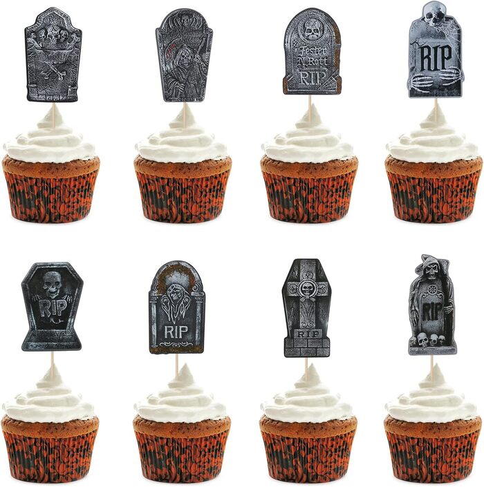 How to Decorate a Halloween Cake - graveyard cake toppers