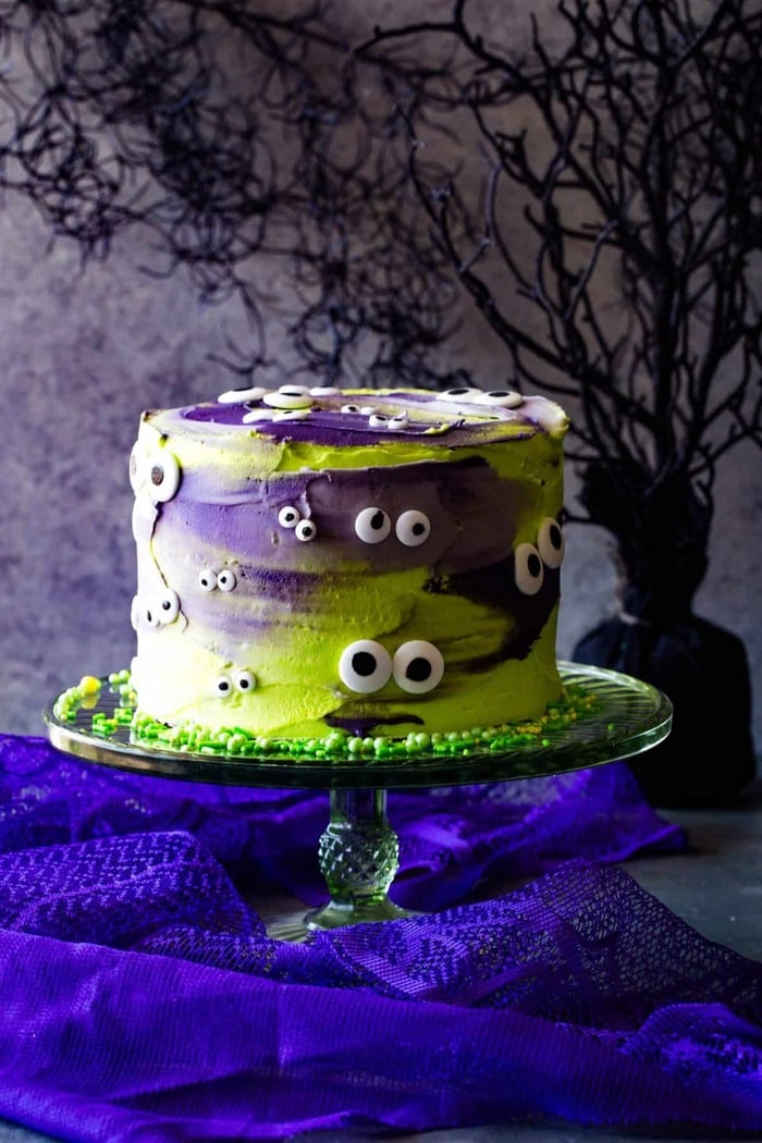 Monster Cakes - Green and Purple Eyeball Cake
