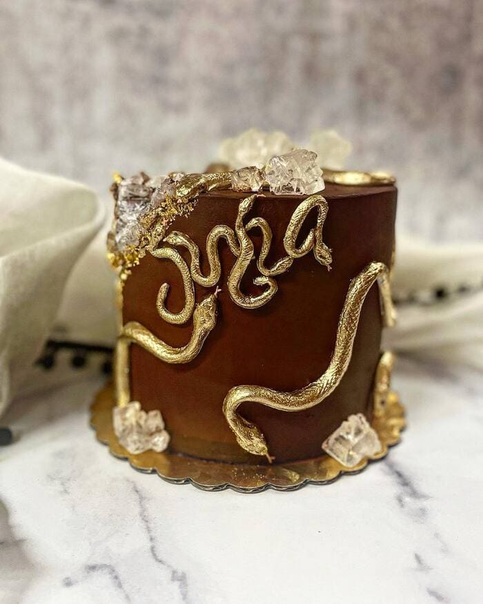 Snake Cakes - Gold & Geode Encrusted Snake Cake