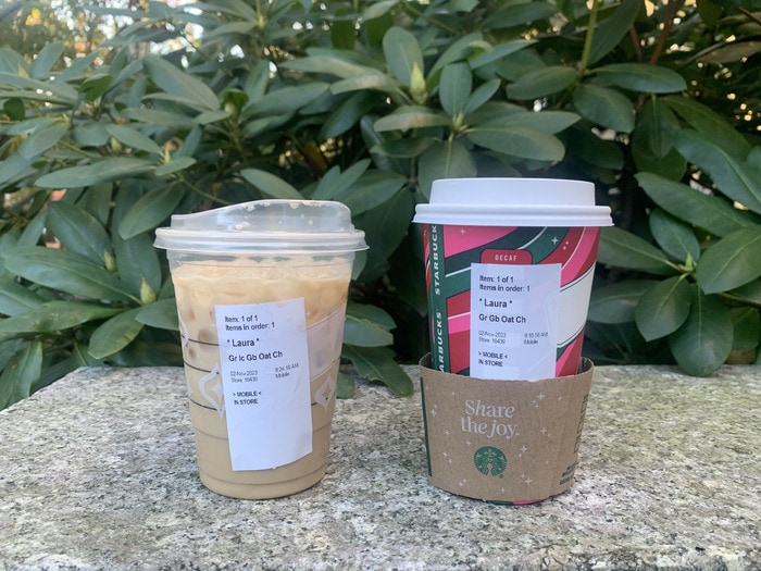 Starbucks Gingerbread Iced Chai Review - iced drink with hot drink