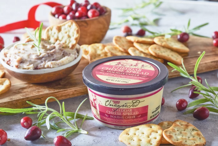 Trader Joes Holiday Products 2023 - Holiday Cheer Unexpected Cheddar Cheese Spread