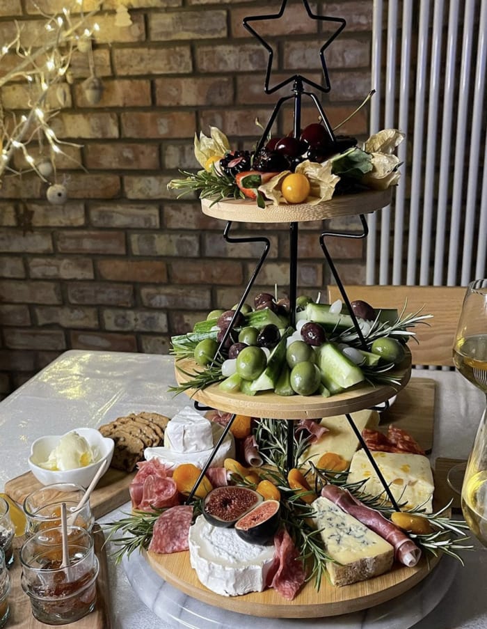 christmas charcuterie boards - Tiered Christmas Charcuterie Board