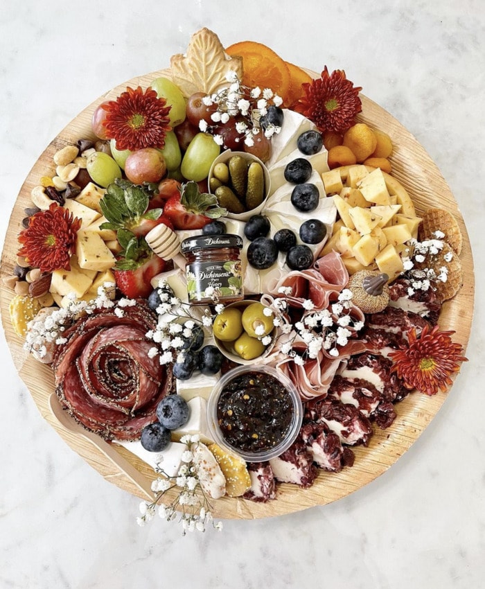 christmas charcuterie boards - Floral Christmas Charcuterie Board