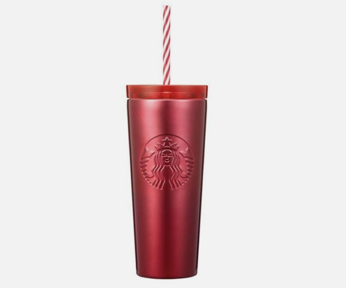 Gold Starbucks Stanley Cup - Red Candy Cane Tumbler