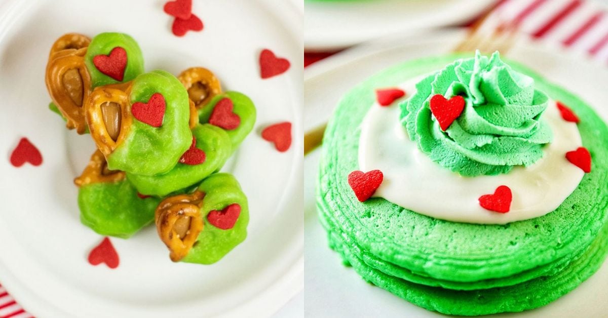 best grinch waffles, best christmas breakfast ideas, grinch kids party food