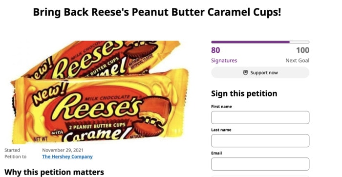 Reese's Caramel Big Cup - Change.org Petition