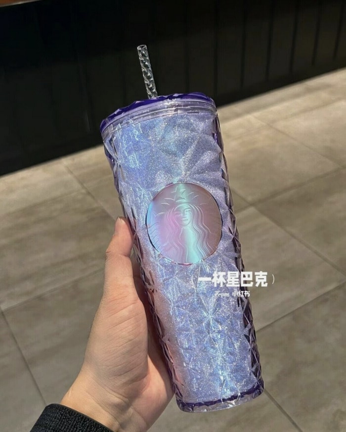 Starbucks Christmas Cups China 2023 - glittery purple diamond tumbler