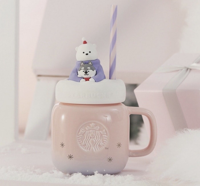 Starbucks Christmas Cups China 2023 - polar bear and husky snow mug