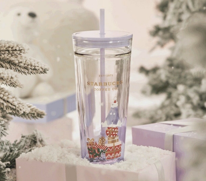 Starbucks Christmas Cups China 2023 - purple tumbler with husky