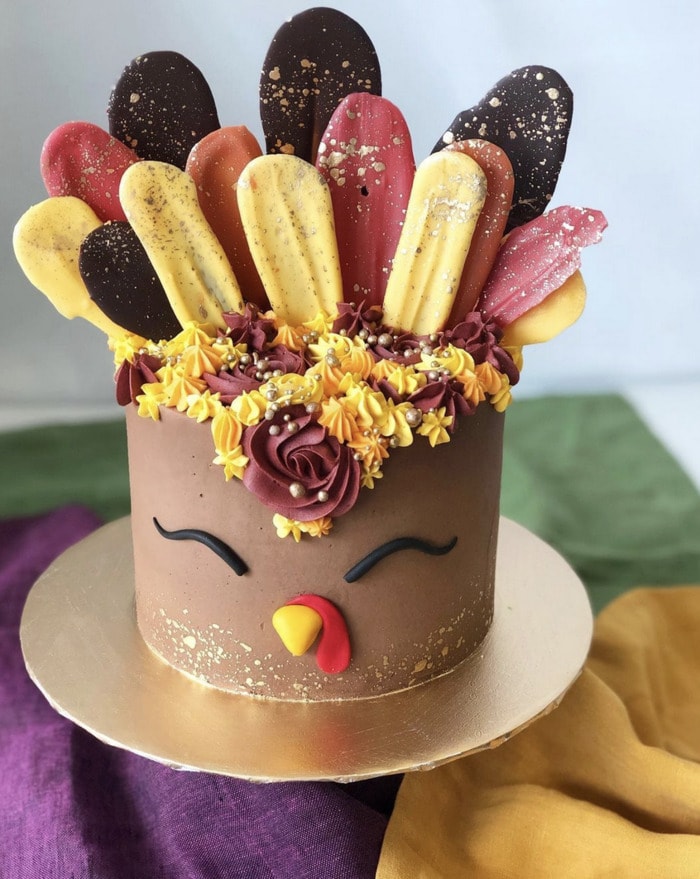 thanksgiving cake ideas - glitter turkey