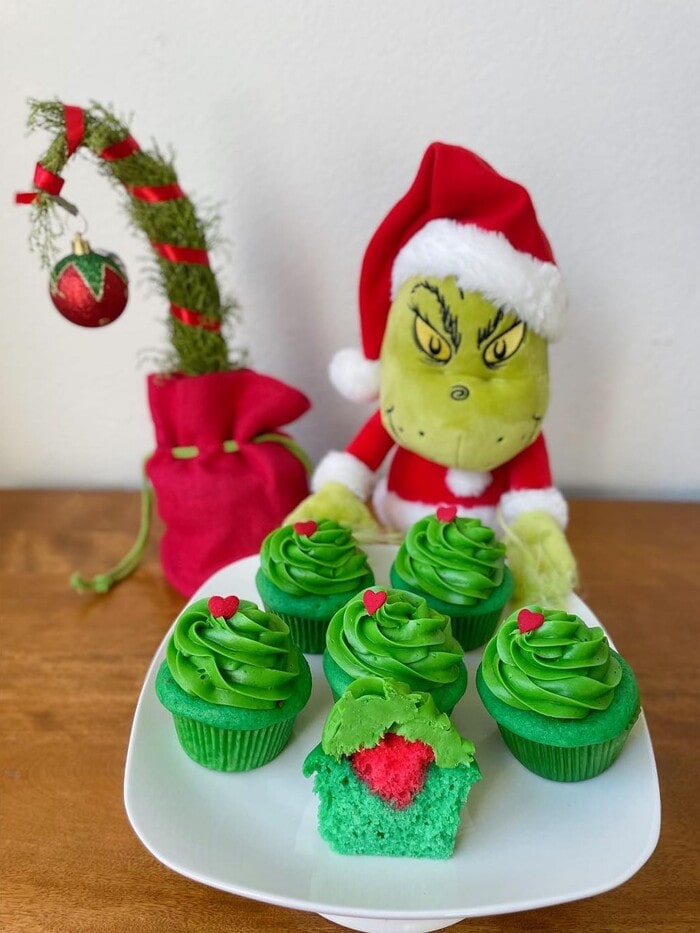 Grinch Cupcakes - Hidden Heart Grinch Cupcakes