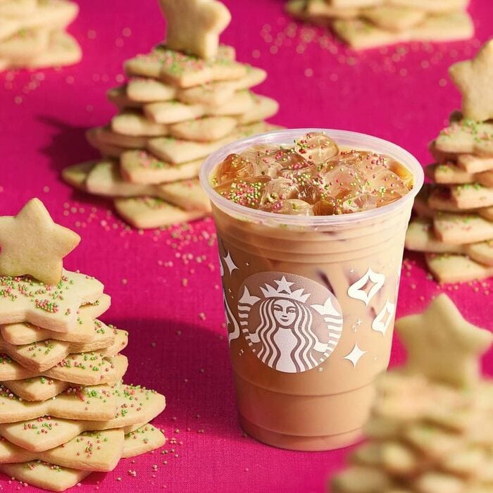 Starbucks Christmas Drinks - Iced Sugar Cookie Almondmilk Latte