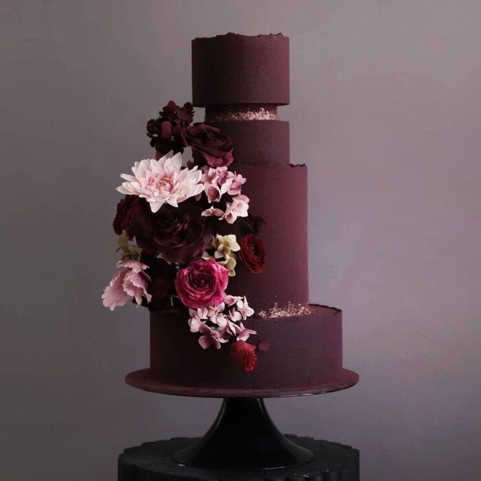 Winter Wedding Cake Designs - Brrrr Brrrr Burgundy Cake