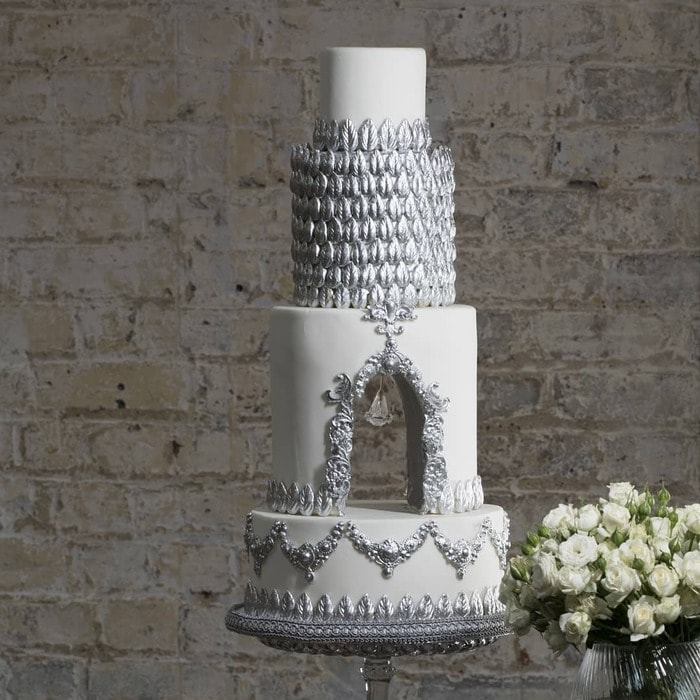 Winter Wedding Cake Designs - Silver Studded Cake