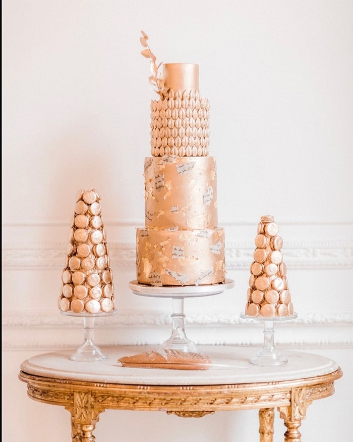 Winter Wedding Cake Designs - Rose Gold Cake