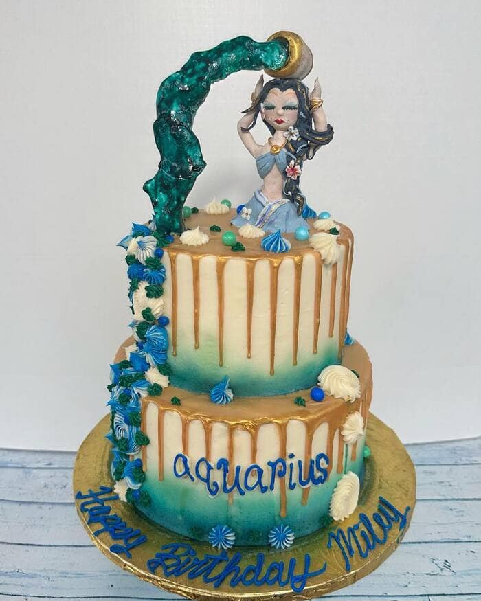 Aquarius Cakes - Sculpted Aquarius Birthday Cake