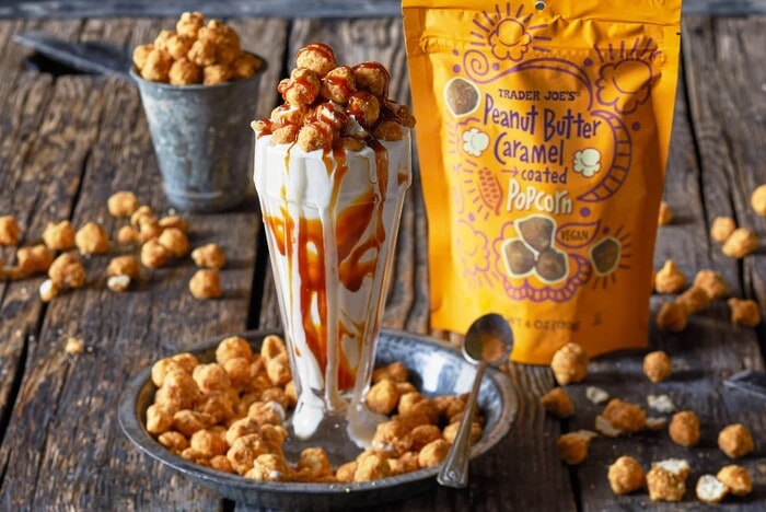 Best Trader Joes Super Bowl Snacks - Peanut Butter Caramel Coated Popcorn