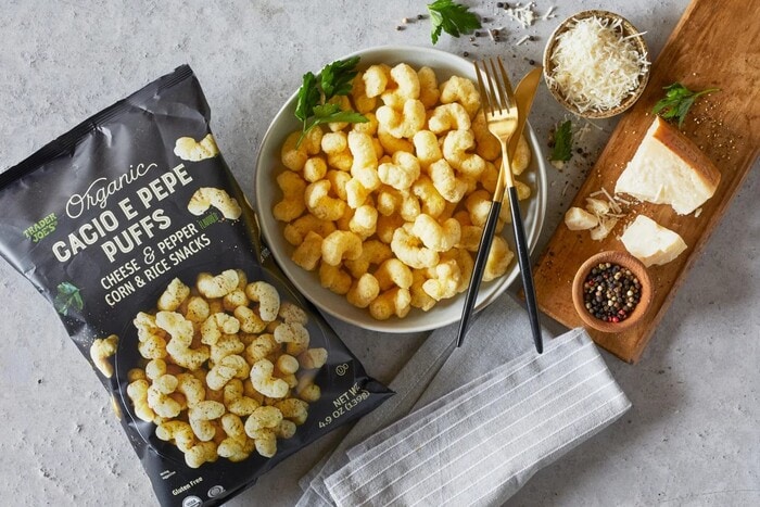 Best Trader Joes Super Bowl Snacks - Organic Cacio E Pepe Puffs