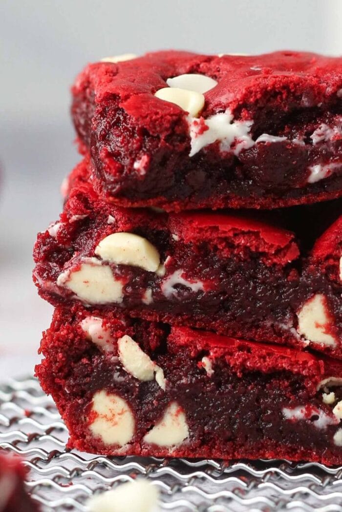 Best Winter Desserts - Fudgy Red Velvet Cake Mix Brownies