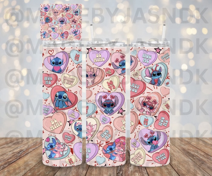 Disney Valentine Starbucks Cups - Stitch Conversation Hearts