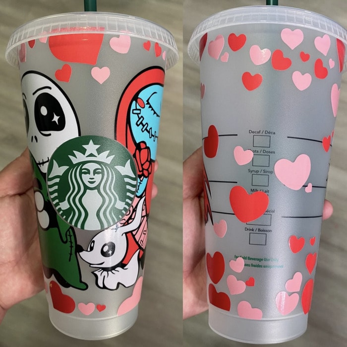 Disney Valentine Starbucks Cups - Jack Skellington and Sally