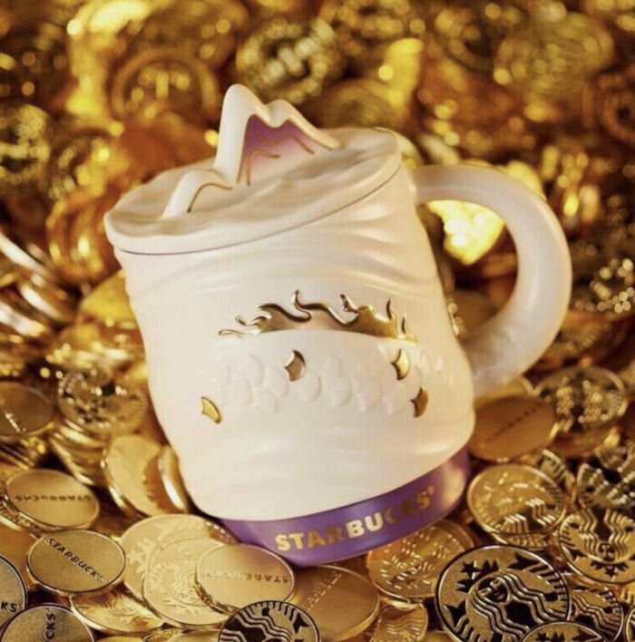 Starbucks Year of the Dragon Cups - white gold ceramic mug