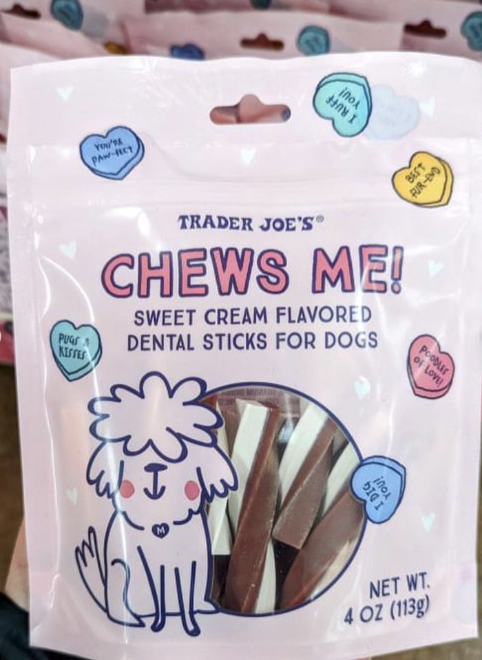 Trader Joes Valentine's Products 2024 - Shews Me! Dental Snacks for Dogs