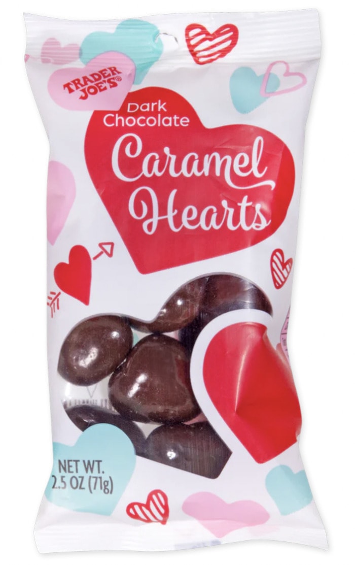 Trader Joes Valentine's Products 2024 - Dark Chocolate Caramel Hearts