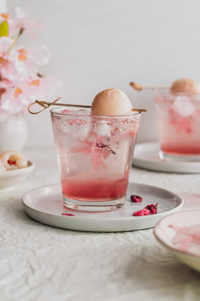 Valentine's Day Cocktails - Sakura Lychee Fizz