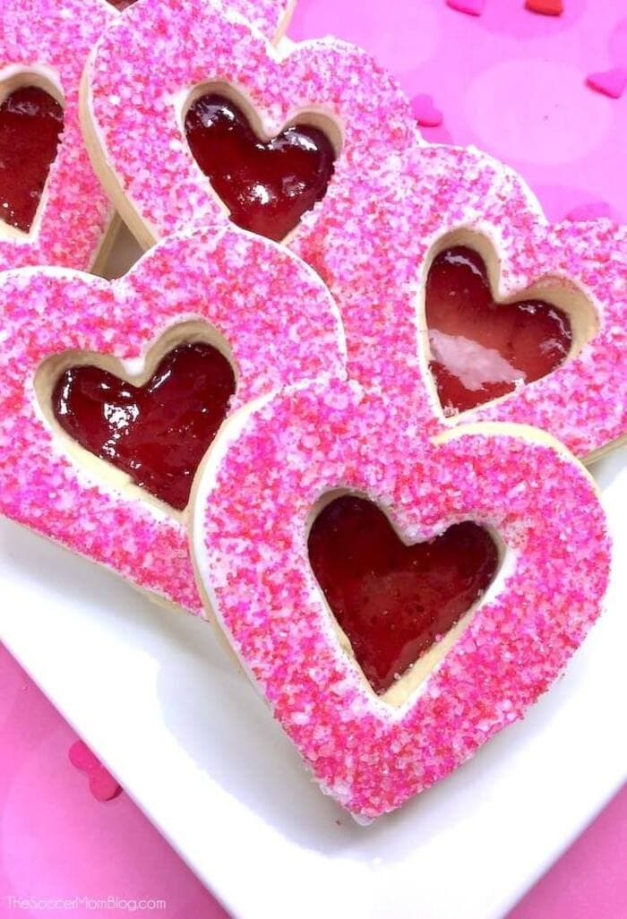 Valentine's Day Cookies - Stained Glass Heart Cookies