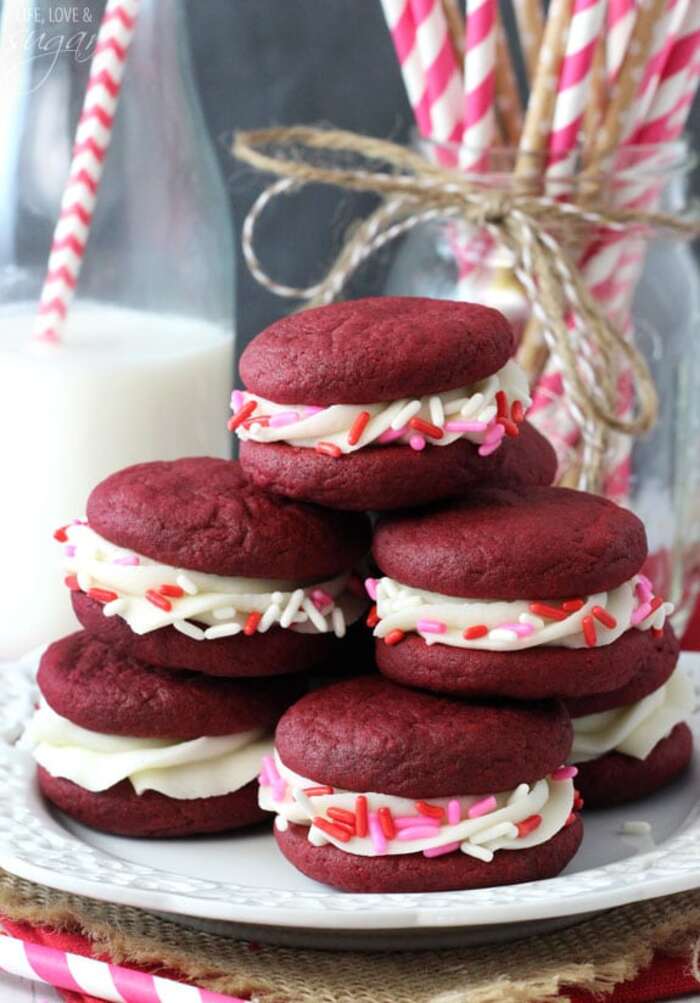 Valentine's Day Cookies - Red Velvet Cookie Sandwiches