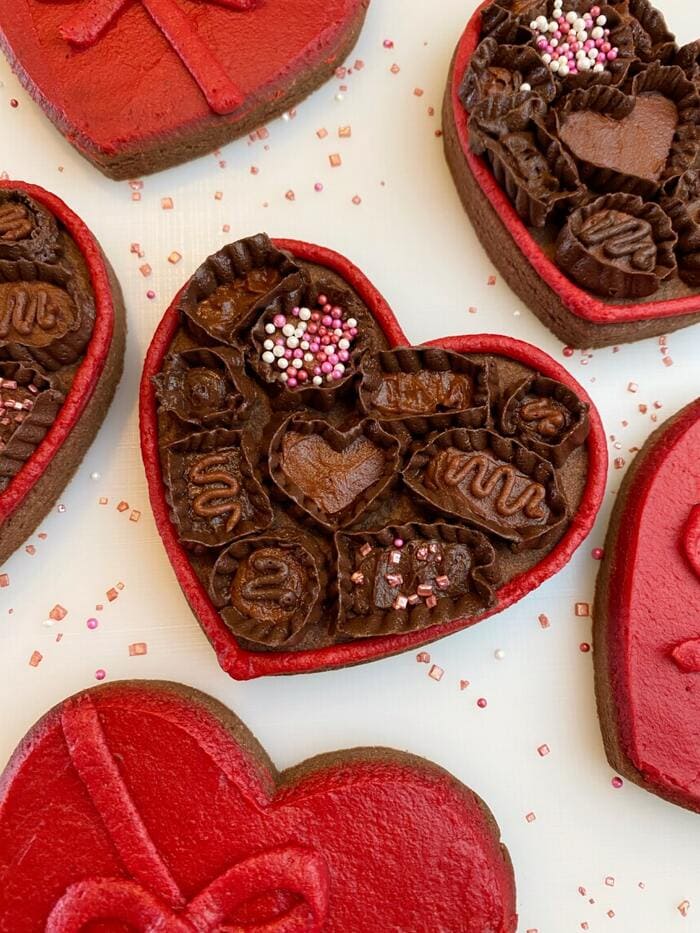 Valentine's Day Cookies - “Box of Chocolates” Sugar Cookies with Buttercream