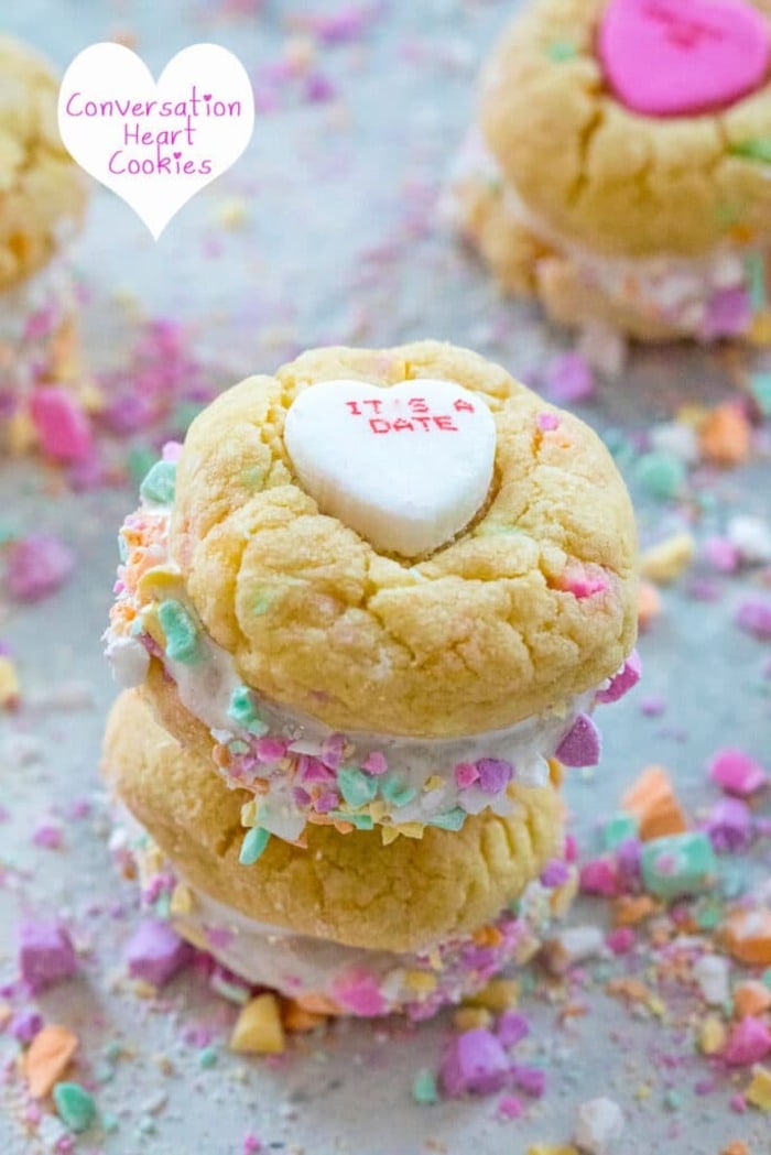 Valentine's Day Cookies - Conversation Heart Cookies with Fluff