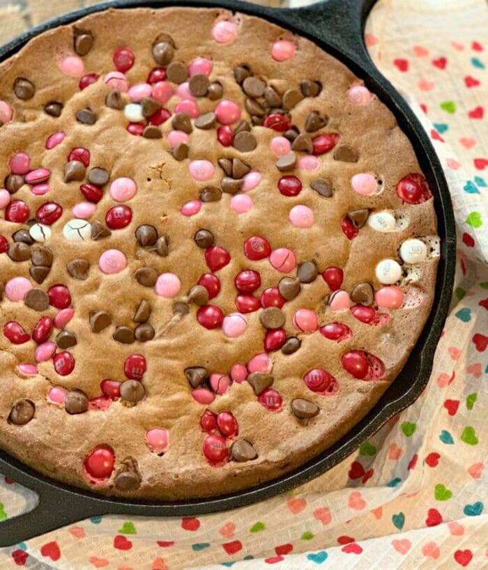 Valentine's Day Cookies - Valentine’s Day Chocolate Chip Skillet Cookie